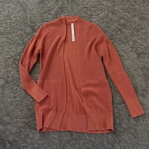 Lululemon Women's Peach Pink Open Front Sweater Cardigan
